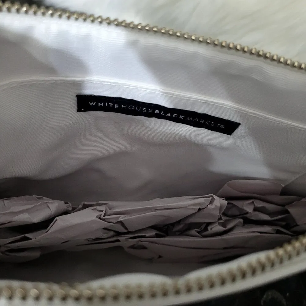White House Black Market Clutch New Elegant Black & White Evening Handbag - Picture 3 of 4